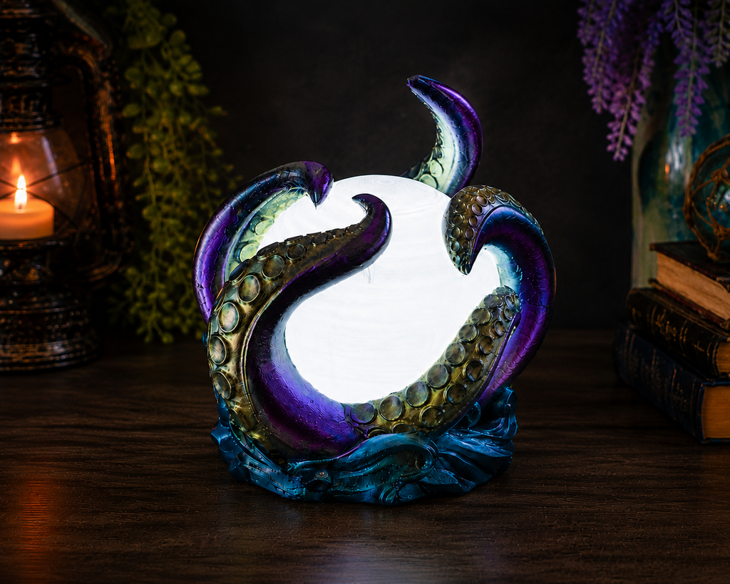 Abyssal Glow octopus lamp displayed in bright white lighting mode.
