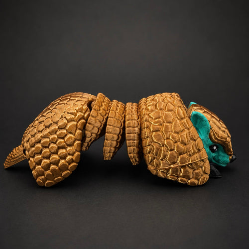 Side view of Burrow Bell fully extended, showing its segmented articulated body, bronze armor, and long tail.