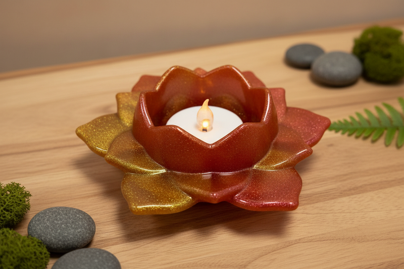 Lotus Flower Tea Light Holder in serene setting